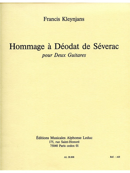 Hommage A Deodat De Severac | Francis Kleynjans | Guitare