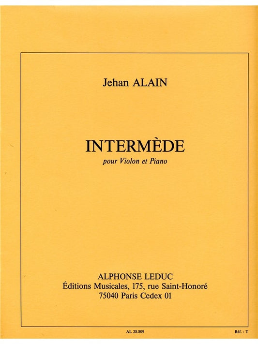 Intermede de Jehan Alain, Livre pour violon et Piano