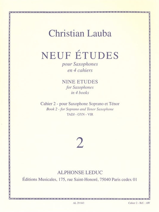 9 Études pour Saxophones - Cahier 2 | Christian Lauba | Voix