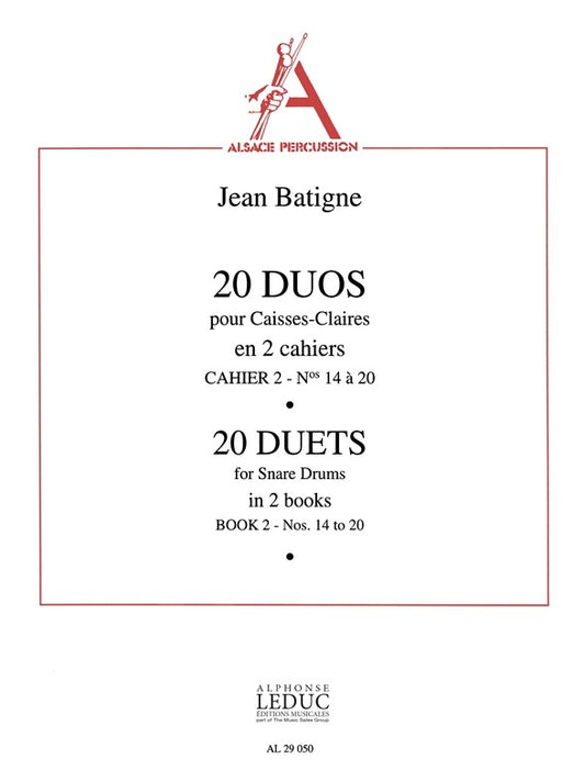 Jean Batigne: 20 Duos Vol.2: No.14 - No.20 | Caisse claire