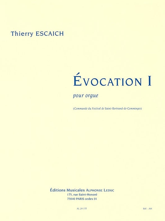 Evocation 1 de Escaich, Livre pour orgue