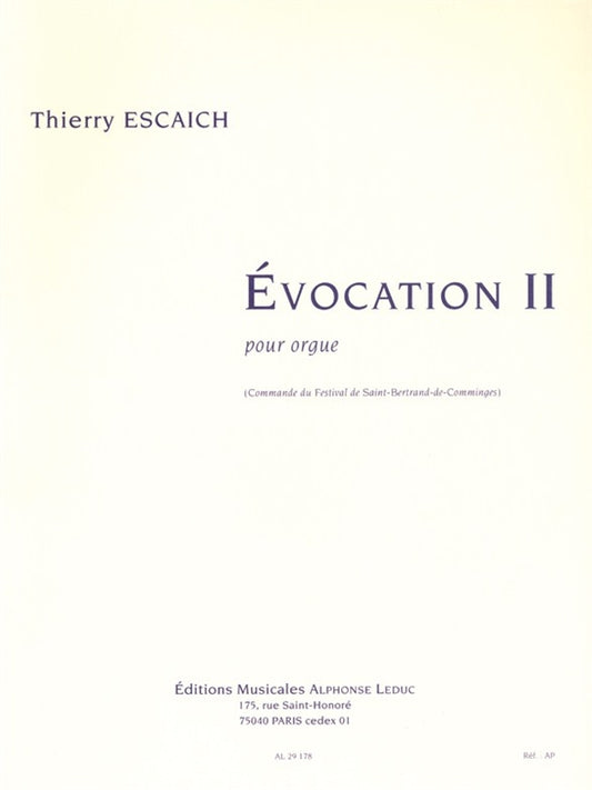 Evocation Ii de Thierry Escaich, Livre pour orgue