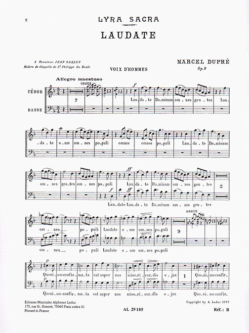 Laudate Dominum Op. 9 No.4 (TB) | Marcel Dupré | Chœur