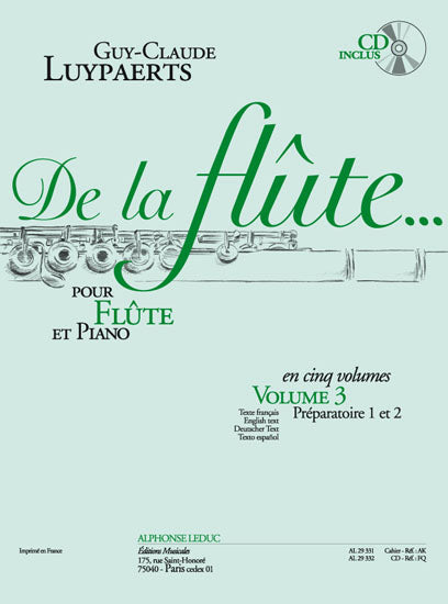 Guy-Claude Luypaerts: de La Flûte - Vol. 3 de Guy-Claude Luypaerts, Livre + audio en ligne pour flûte et Piano