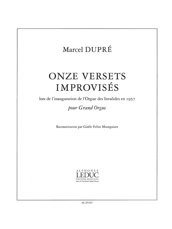 11 Versets Improvises | Dupre | Orgue