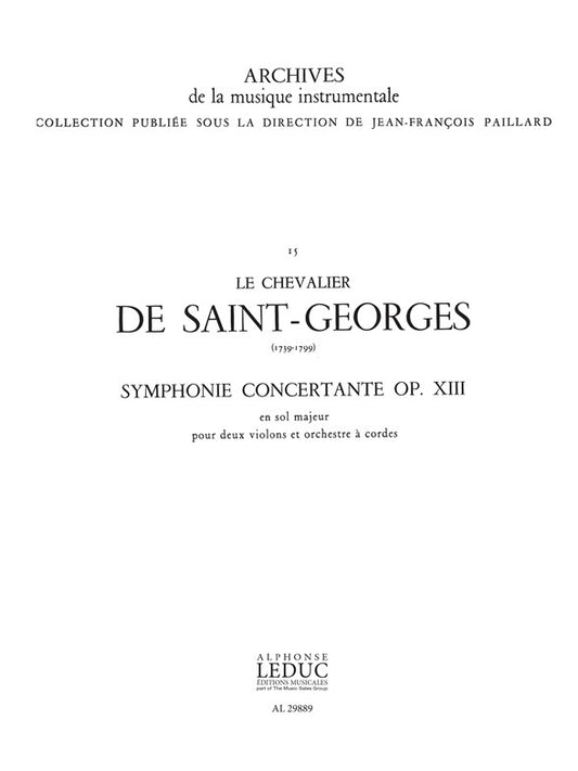 Symphonie concertante en sol majeur | Joseph Boulogne Chevalier de St-Georges