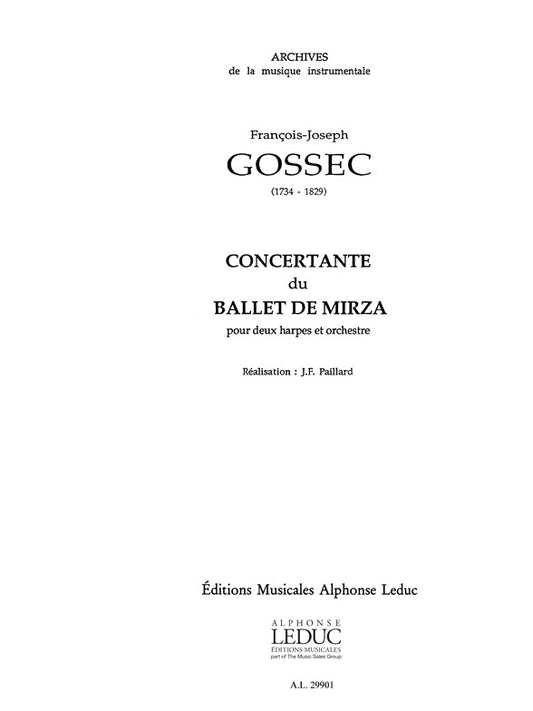 Concertante Du Ballet De Mirza | Francois-Joseph Gossec