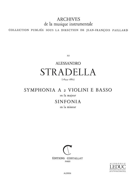 Symphonia en fa majeur, pour 2 violons et basse | Alessandro Stradella | Orchestre à cordes | Partition