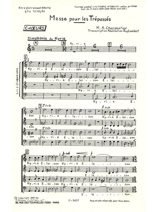 Messe Des Trepasses | Marc-Antoine Charpentier | Voix