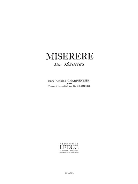 Miserere Des Jesuites | Marc-Antoine Charpentier | Chœur | Réduction pour piano
