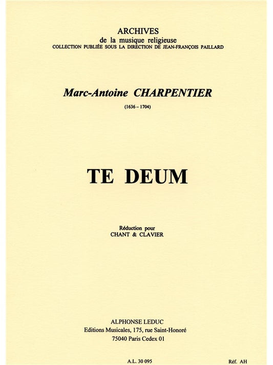 Te Deum | Marc-Antoine Charpentier | Voix | Livre | AL30095