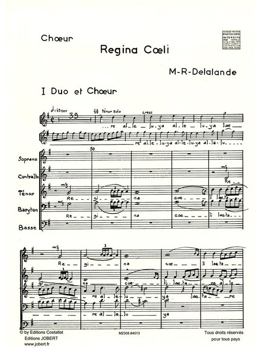 Regina Coeli | Michel-Richard Delalande | Voix