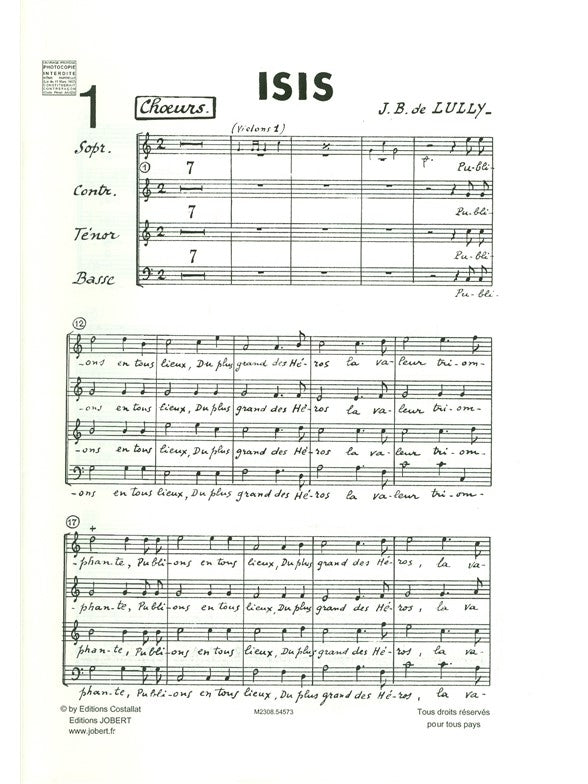 Isissoli et 2 Chœurs Mixtes Sans Accompagnement | Jean-Baptiste Lully