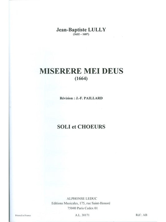 Miserere Mei Deus | Jean-Baptiste Lully | Voix