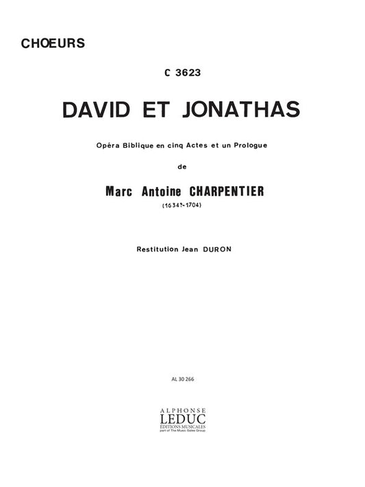 David Et Jonathas de Marc-Antoine Charpentier, Partition chorale pour chœur mixte