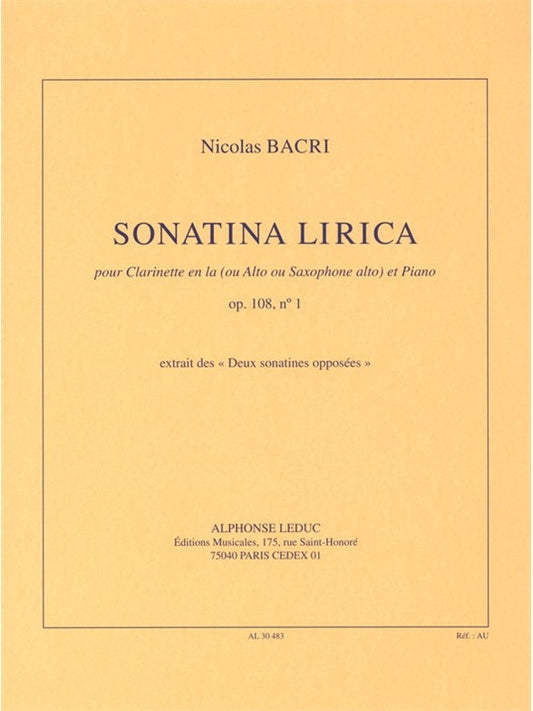 Sonatina Lirica Op. 108 No. 1 | Nicolas Bacri | Clarinette