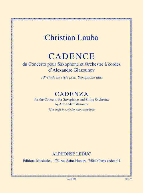 Cadence du concerto pour sax et orchestre a cordes | Alexander Glazunov