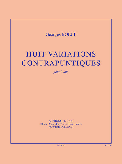 Huit variations contrapuntiques de Boeuf, Livre pour piano