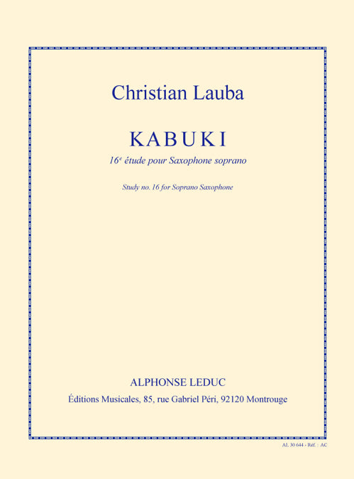Kabuki -16e Étude pour Saxophone Soprano | Christian Lauba