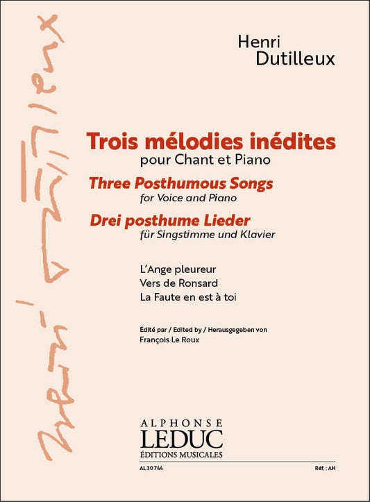 Trois Mélodies posthumes | Henri Dutilleux | Voix