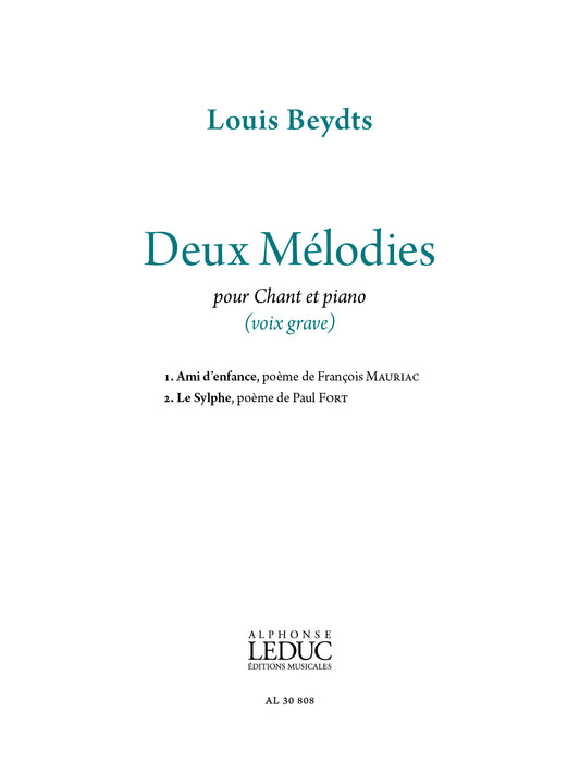 Deux Mélodies pour voix basse | Louis Beydts
