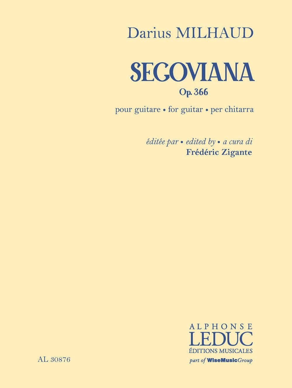 Segoviana op. 366 | Darius Milhaud | Guitare