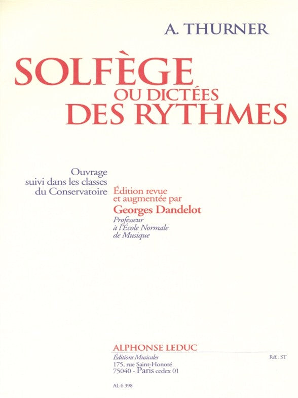 Solfège Ou Dictées Des Ryhtmes | A. Thurner