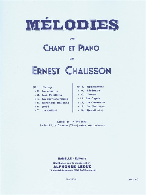 14 Mélodies recueil | Ernest Chausson | Voix