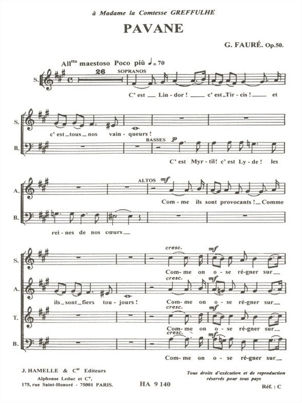 Pavane Op.50 | Gabriel Fauré | Chœur | Partition chorale