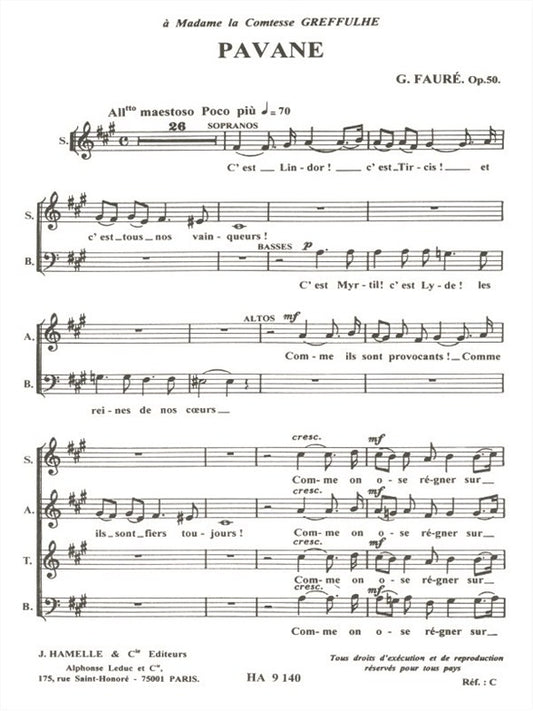 Pavane Op.50 | Gabriel Fauré | Chœur | Partition chorale