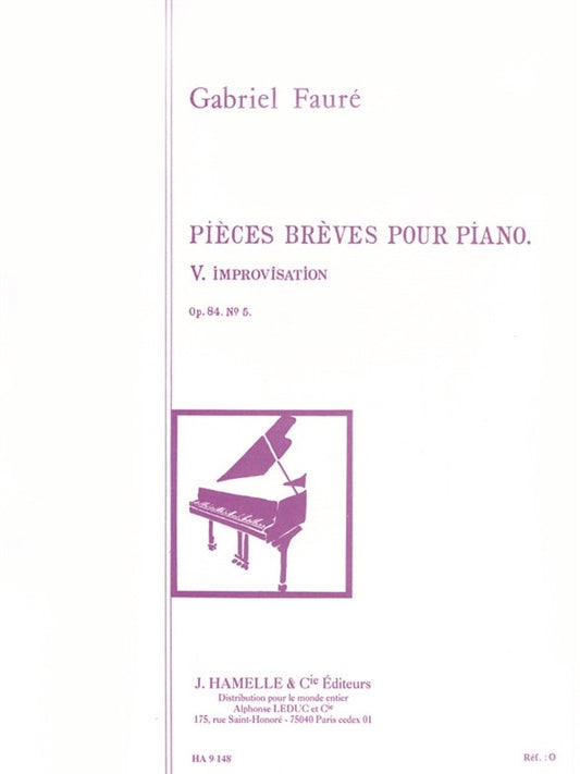 Improvisation Op.84, No.5 de Gabriel Fauré, Livre pour piano