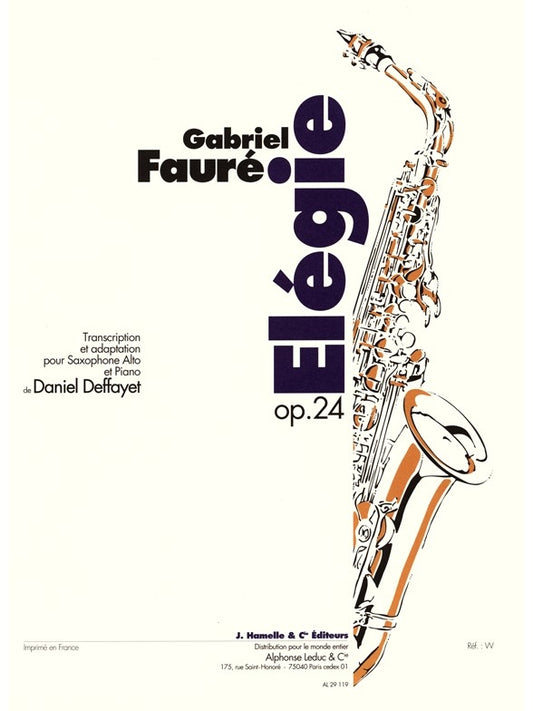 Elégie Op.24 de Gabriel Fauré, Livre pour saxophone alto et Piano