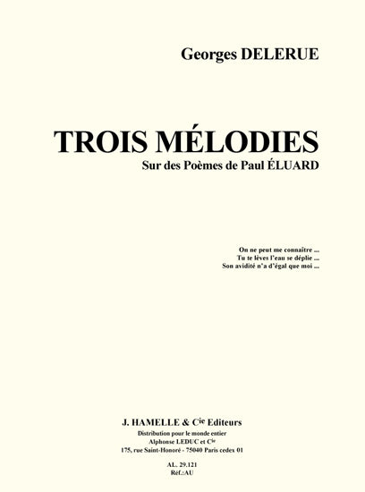 Trois mélodies sur des poèmes de Paul Eluard | Voix