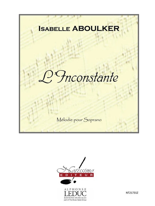 Inconstante de Isabelle Aboulker, Livre pour voix de soprano et Piano
