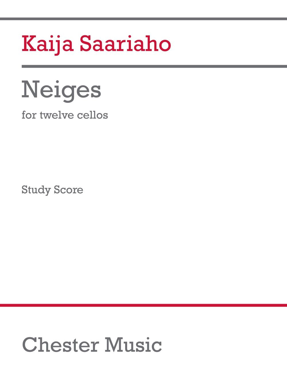 Neiges (version for twelve cellists) de Kaija Saariaho, Partition d'étude pour ensemble de violoncelles
