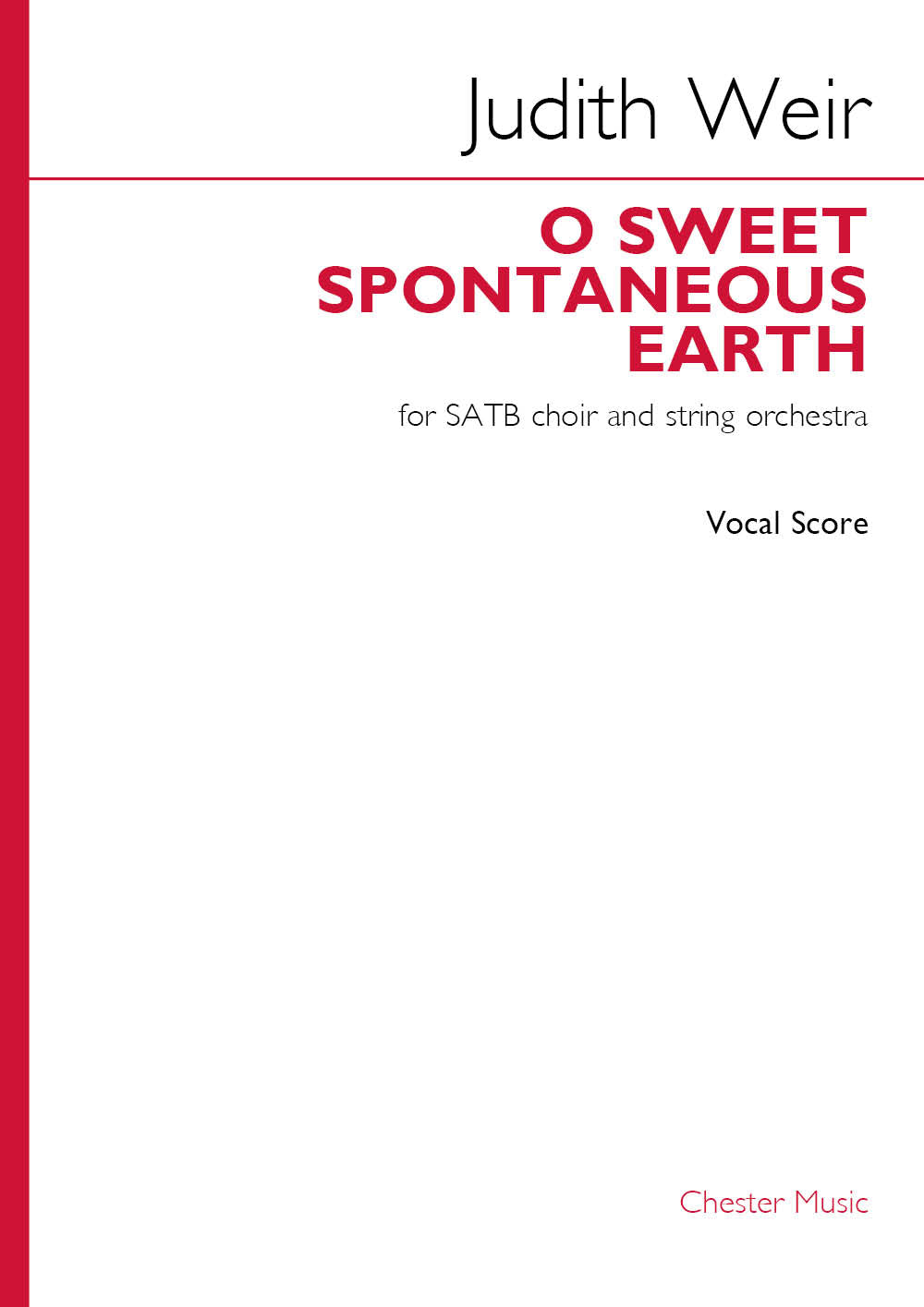 O Sweet Spontaneous Earth de Judith Weir, Réduction pour piano pour sATB et Quintette à cordes
