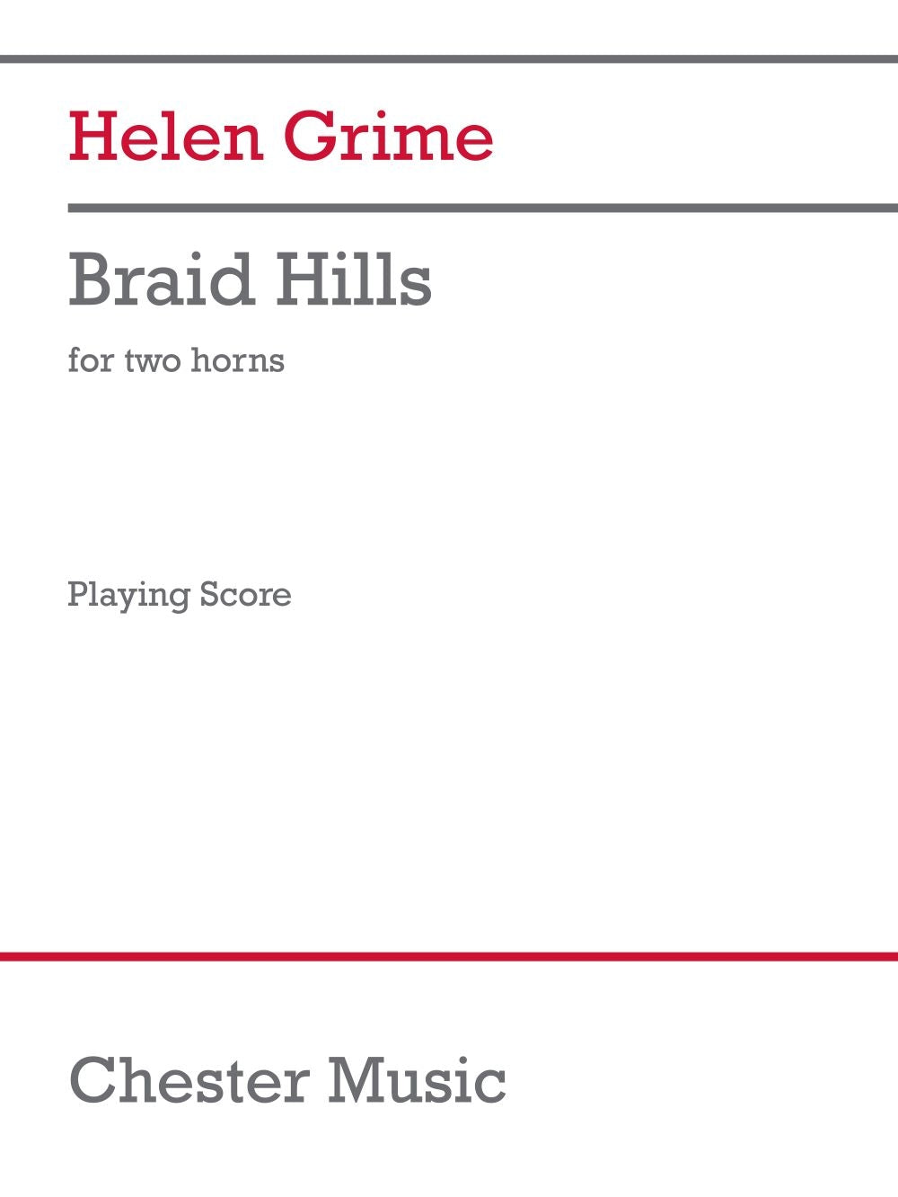 Braid Hills de Helen Grime, Livre pour duo de cors