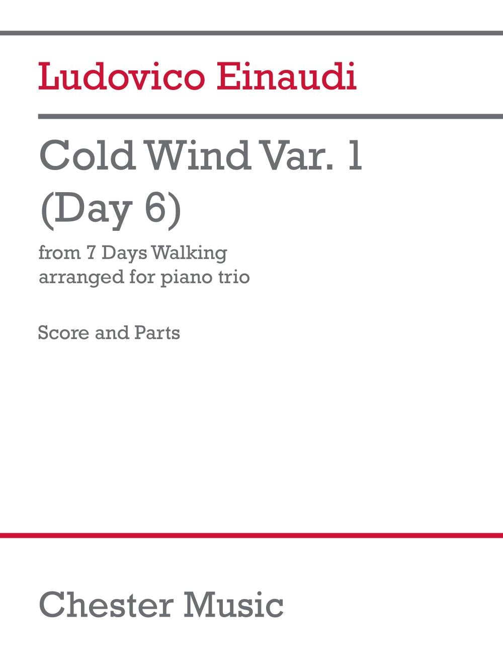 Cold Wind Var. 1 (Day 6) de Ludovico Einaudi, Partition + parties pour violon et Violoncelle et Piano
