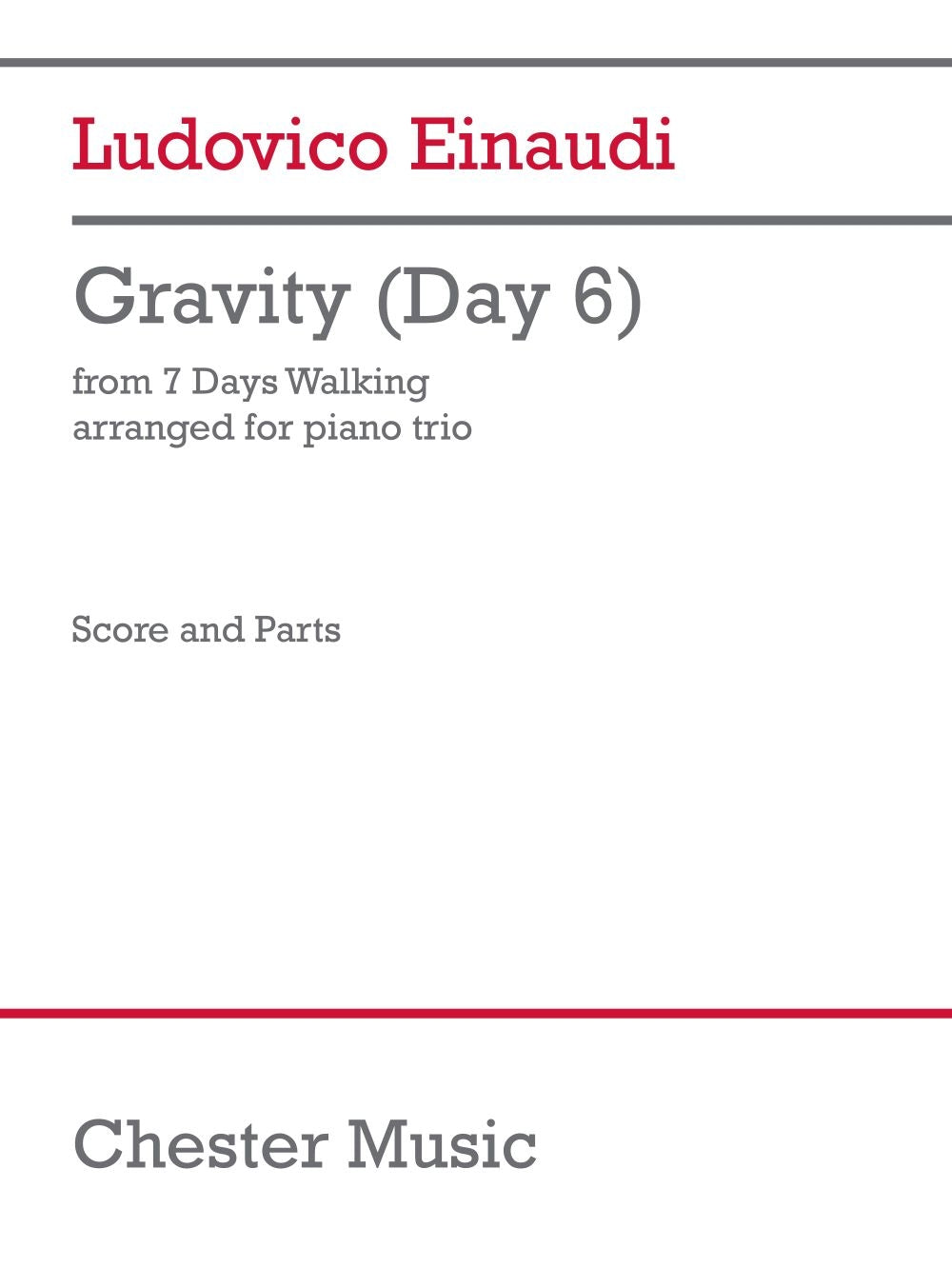 Gravity (Day 6) de Ludovico Einaudi, Partition + parties pour violon et Violoncelle et Piano