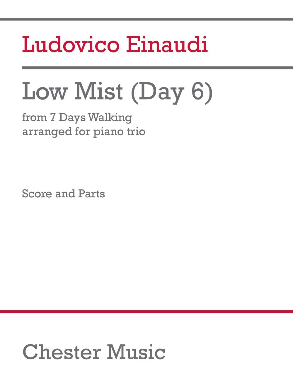Low Mist (Day 6) de Ludovico Einaudi, Partition + parties pour violon et Violoncelle et Piano