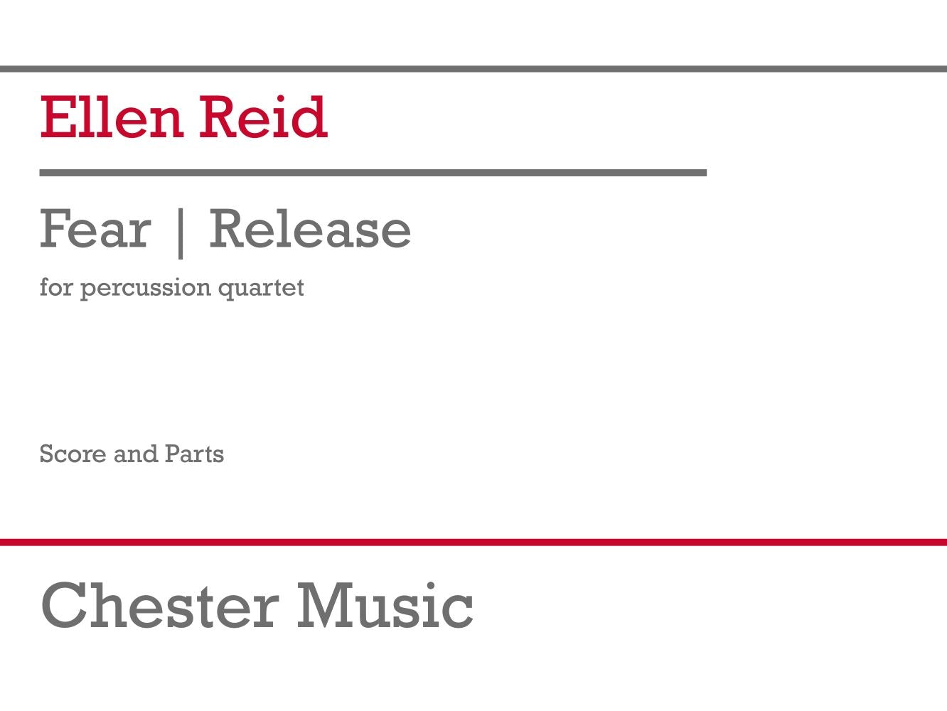 Fear - Release de Ellen Reid, Partition + parties pour quatuor de percussions