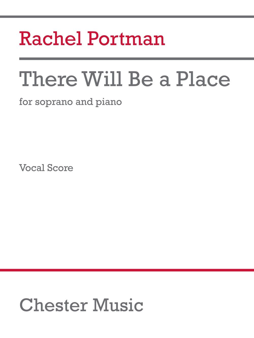 There Will Be a Place de Rachel Portman, Réduction pour piano pour voix de soprano et Piano