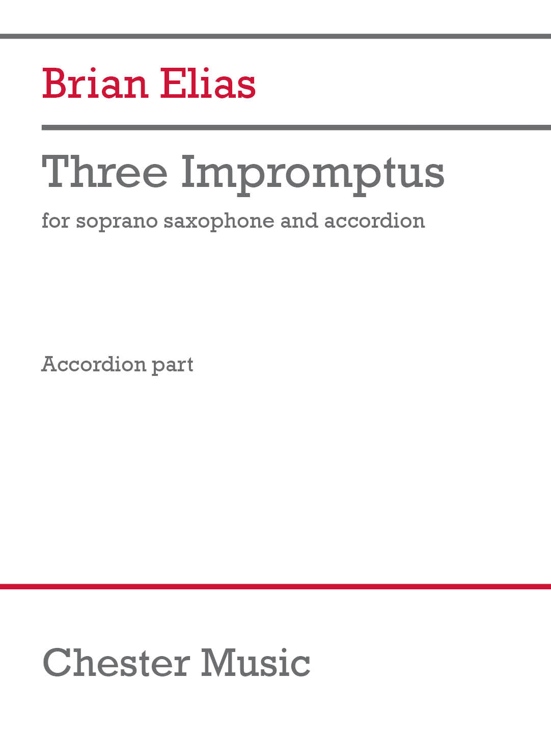 Three Impromptus de Brian Elias, Livre + partie(s) séparée(s) pour saxophone soprano et Accordéon