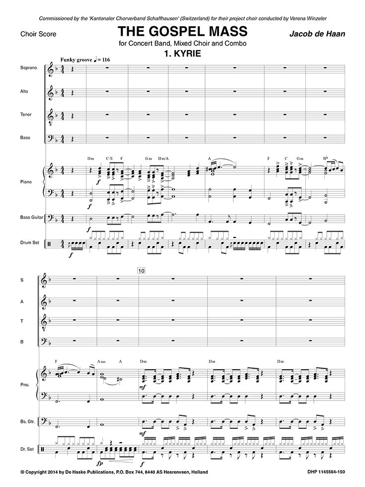 La Messe Gospel | Jacob de Haan | Orchestre d'harmonie | Réduction pour piano