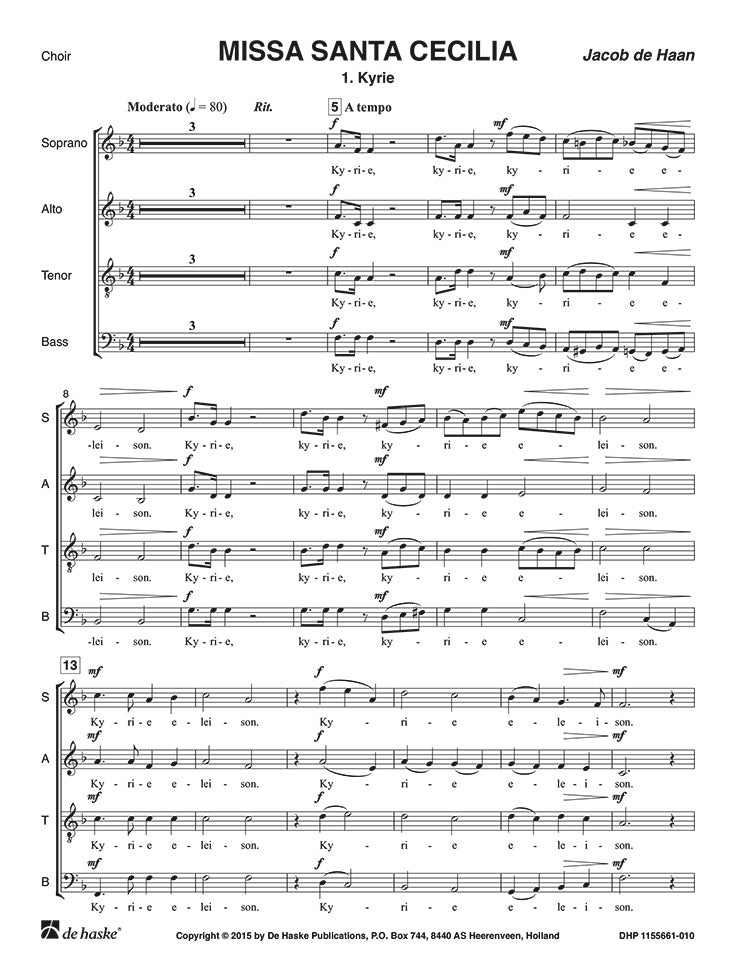Missa Santa Cecilia | Jacob de Haan | Orchestre d'harmonie | Partie séparée