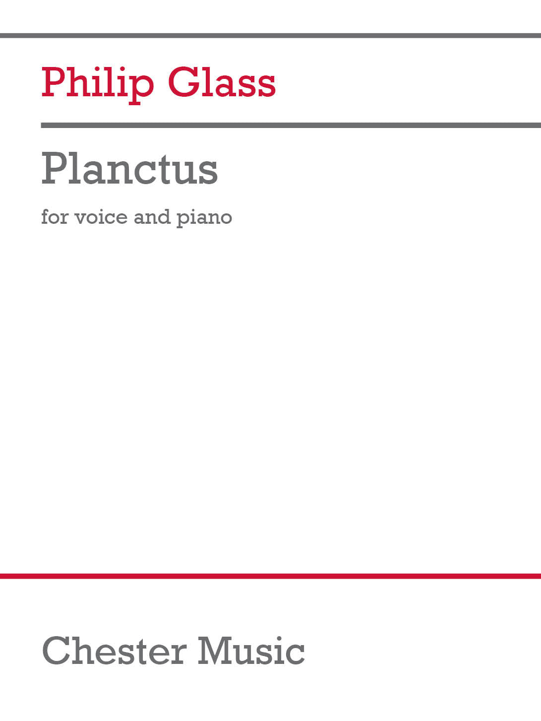 Planctus de Philip Glass, Partition pour voix et Piano