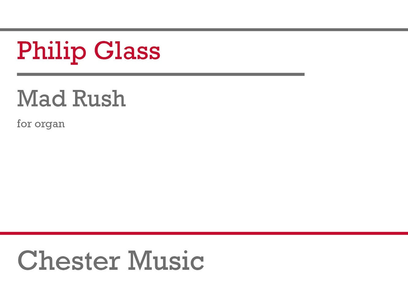 Mad Rush de Philip Glass, Livre pour orgue