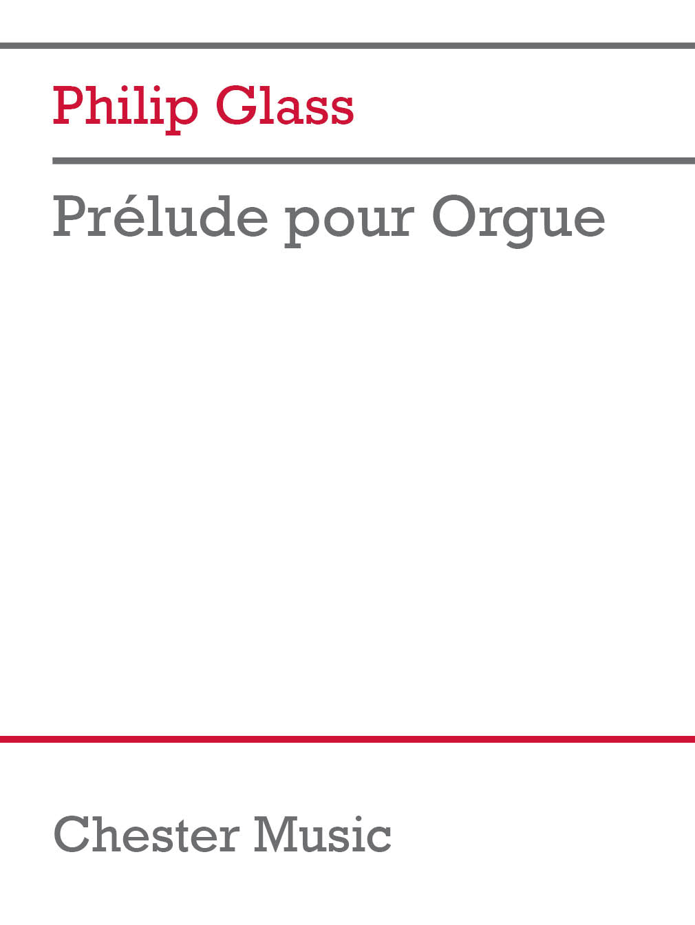 Prélude pour Orgue de Philip Glass, Livre pour orgue