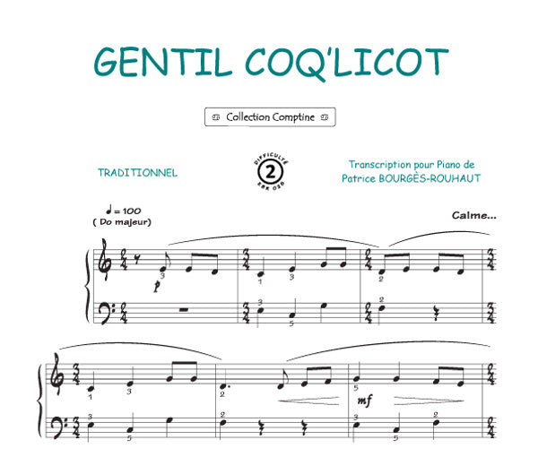 Gentil Coq'licot, Feuillet pour piano et Chant et Guitare