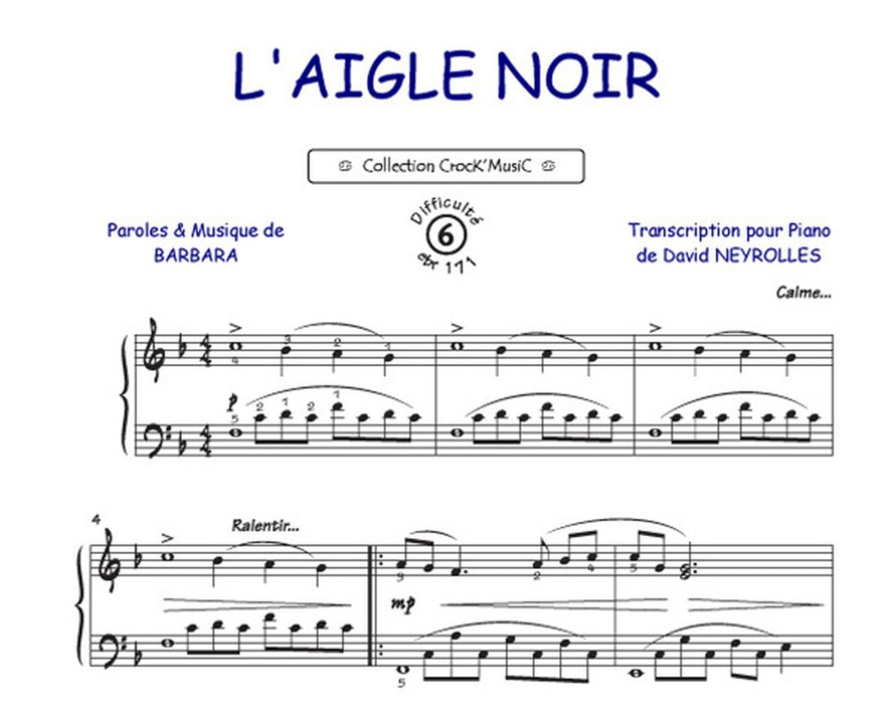 L'Aigle Noir, Livre pour piano
